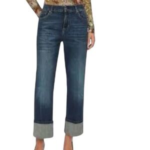 Women’s LiuJo Luxury Denim Straight Leg Cuffed Jeans - Dark Blue